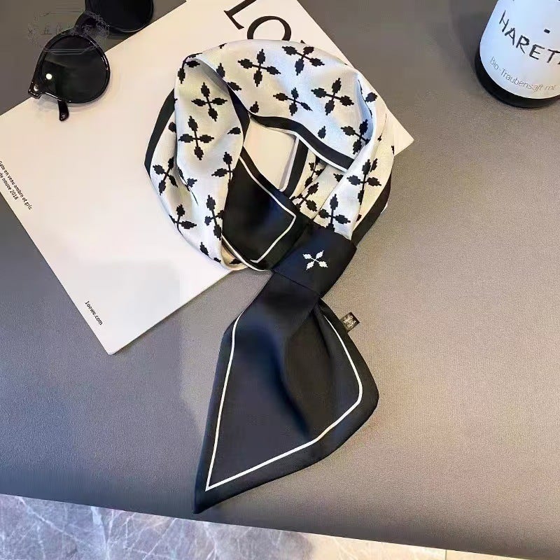 European Classy Silk Scarf For Women Classy Matchinging Shirt Korean Summer Thin Small Scarf - Image 1